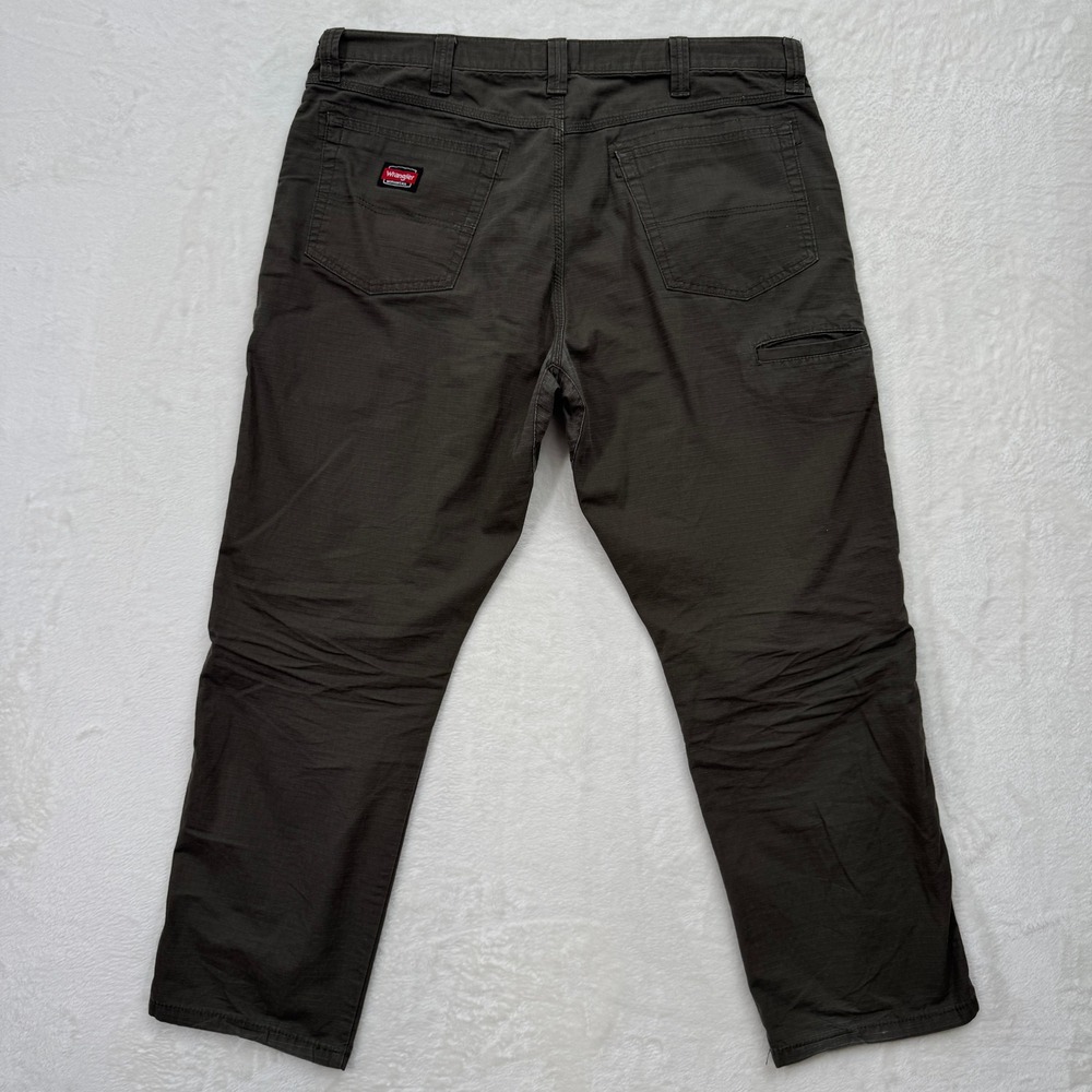 Wrangler‎ Workwear Pants Mens Olive Green Ripstop Utility Straight Leg - Picture 9 of 14